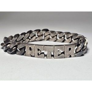 800 Silver Vintage Bracelet Mens Heavy PETER Design